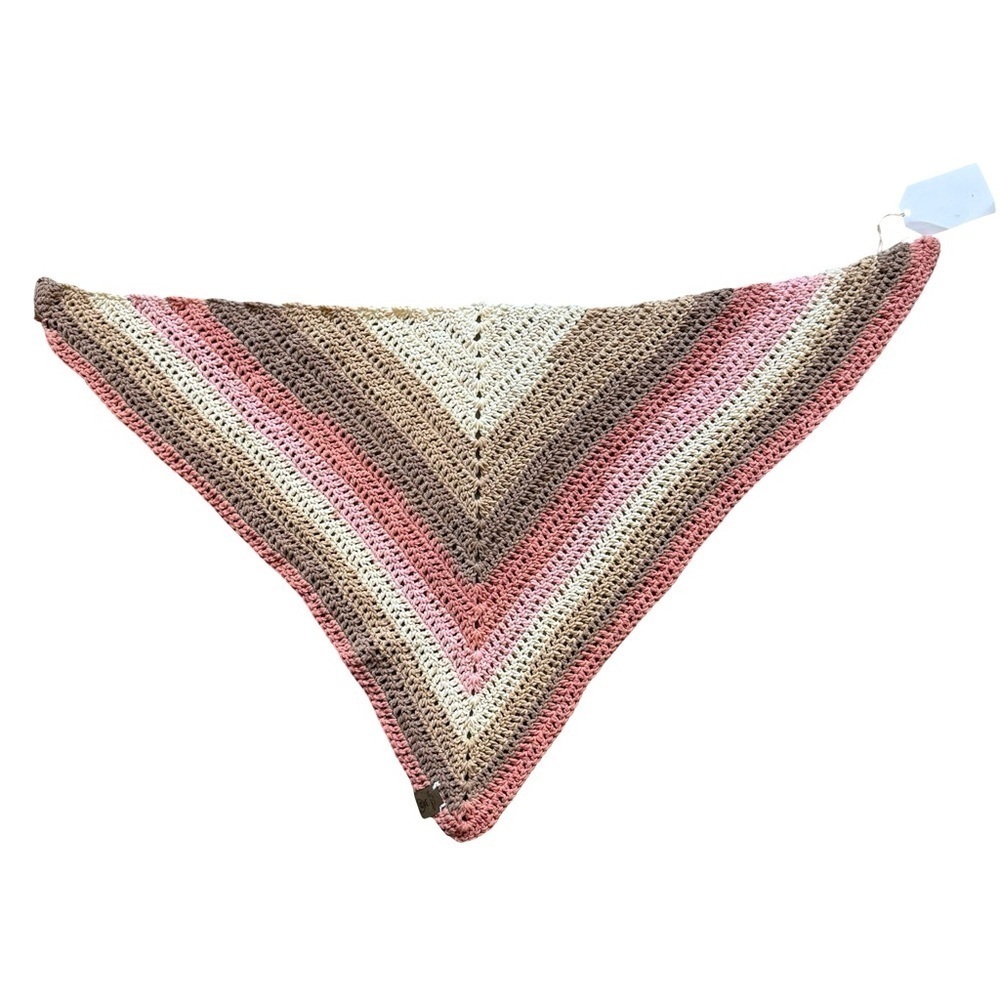 Monkey Love Creations Handmade Crochet Triangle Scarf in Pink and Brown Cozy